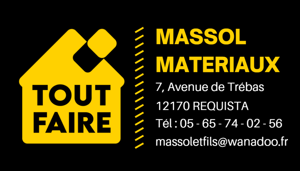 Carte de visite du magasin Massol Matériaux créé par Margaux FARAMOND
