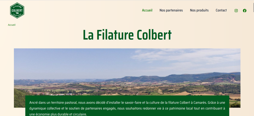 Photo de couverture du site web de la Filature Colbert, premier client de Margaux.Com