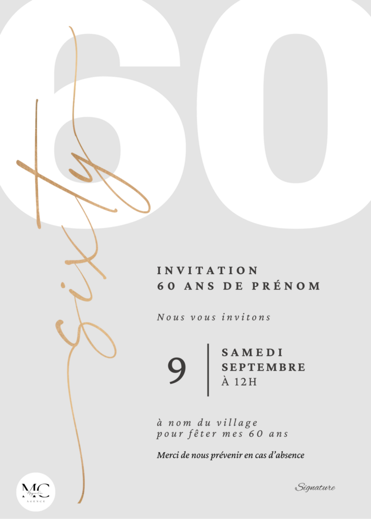 Exemple de carte d'invitation qu'a réalisé Margaux.Com