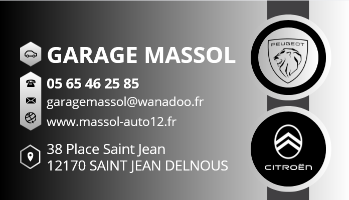 Carte de visite du Garage Massol créé par Margaux.Com en Aveyron à Réquista.